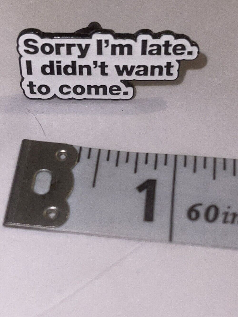 Sorry I’m Late I Didn’t Want To Come Pin Brooch